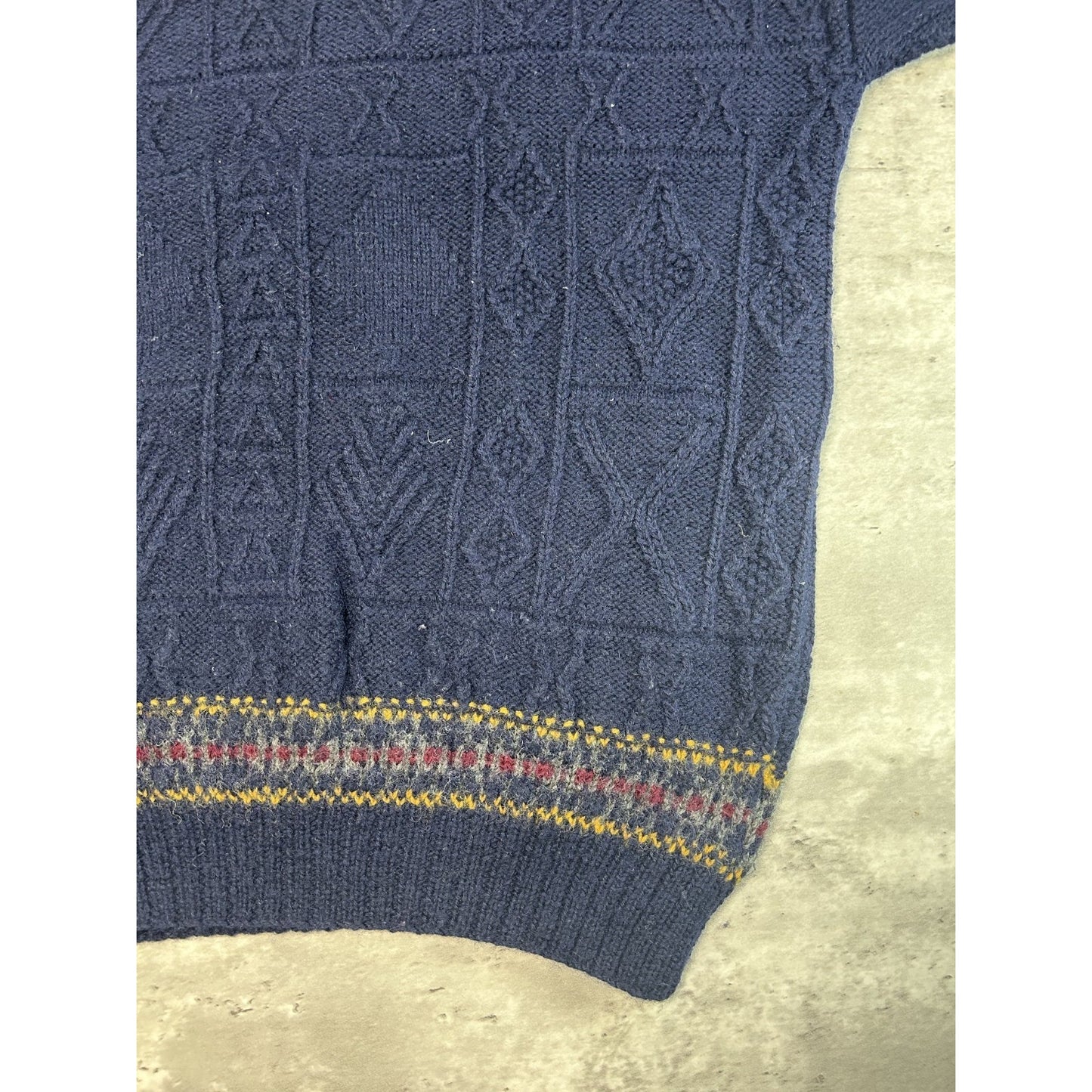 Vintage 90s Pattern Print Striped Ribbed Knit Sweater Size Large