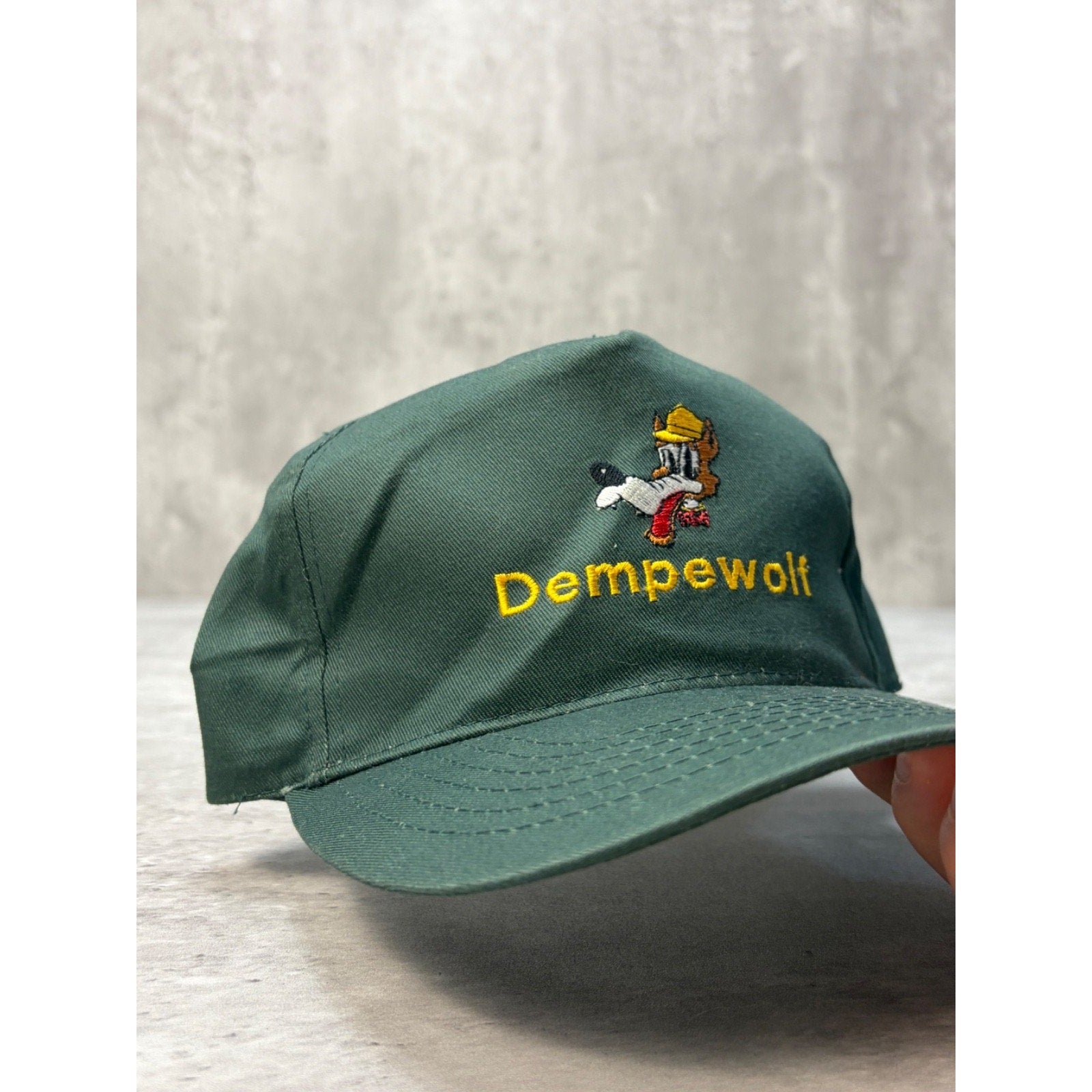 Vintage Dempewolf Auto Dealership Embroidered Mascot Snapback Hat OSFA