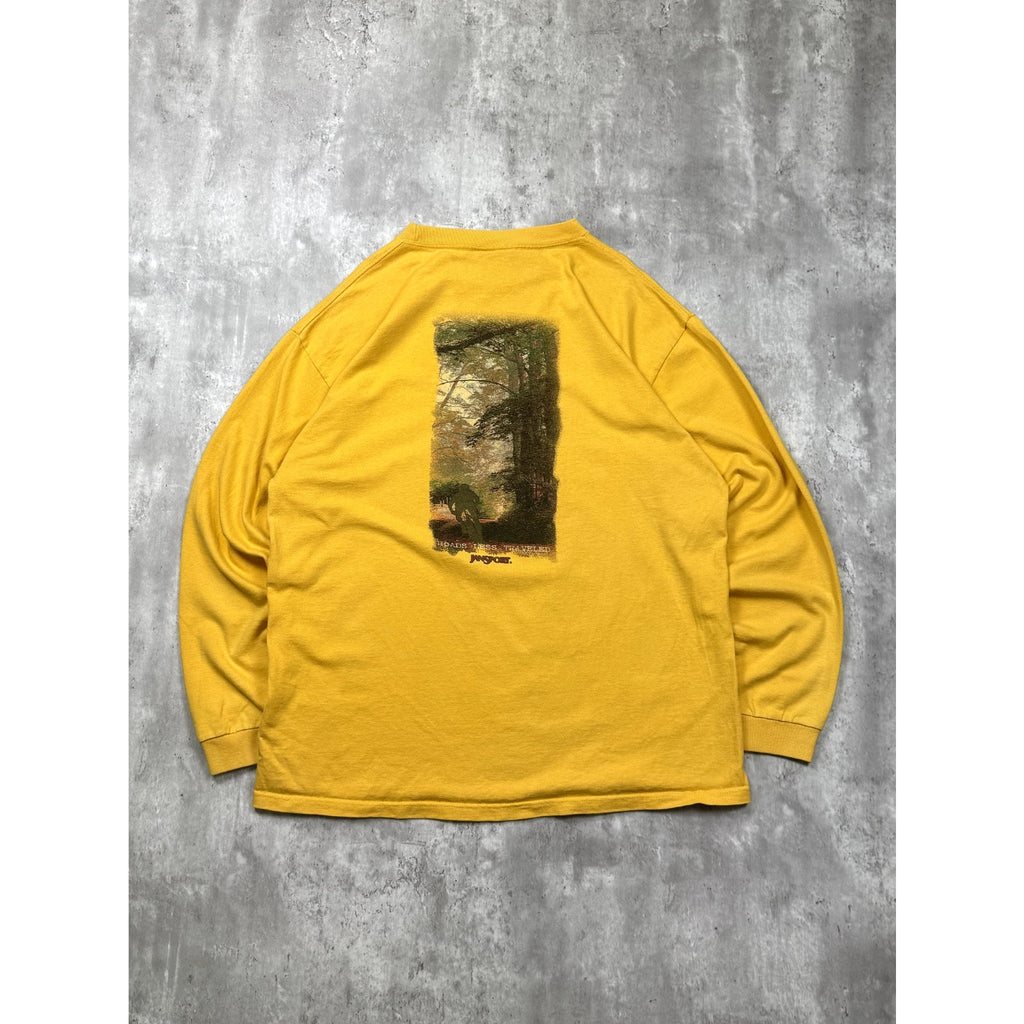 Vintage Roads Less Traveled Spellout Graphic Long Sleeve T-Shirt Size XL