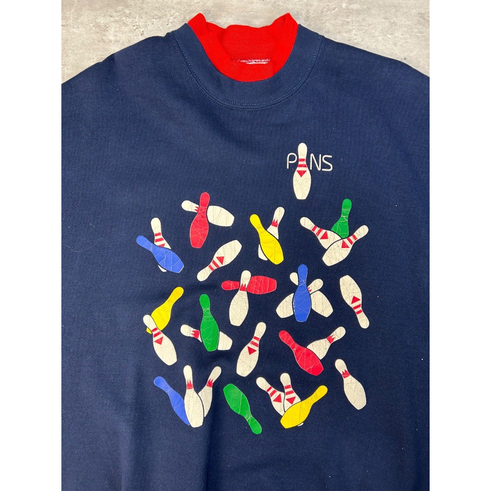Vintage 90s Bowling Pins Graphic Crewneck Sweatshirt Size 2XL