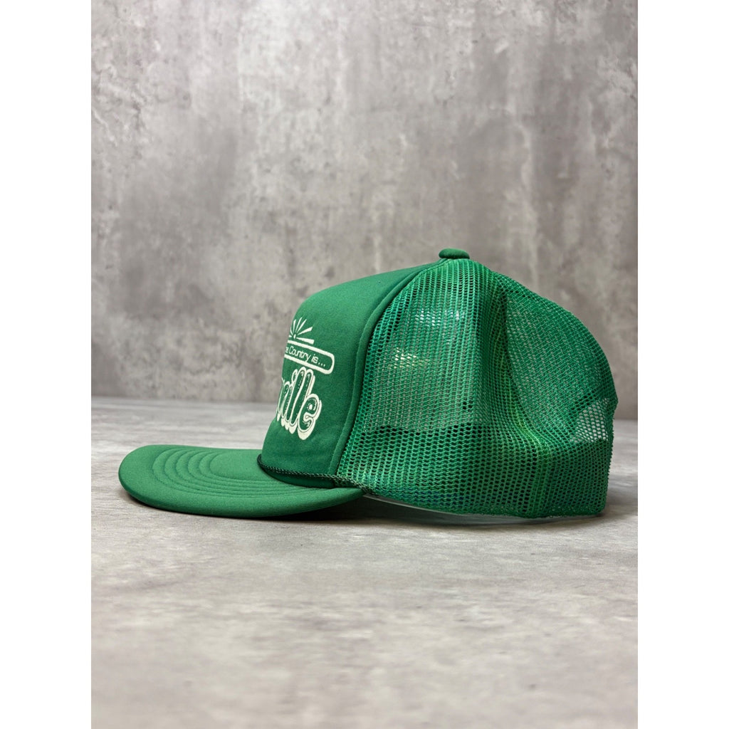 Vintage 90s Nashville Where The Country Is Graphic Trucker Snapback Hat OSFA