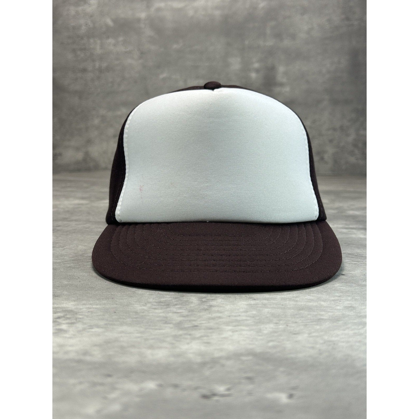 Vintage 80s/90s Classic Blank Foam Two Tone Snapback Hat OSFA White/Brown