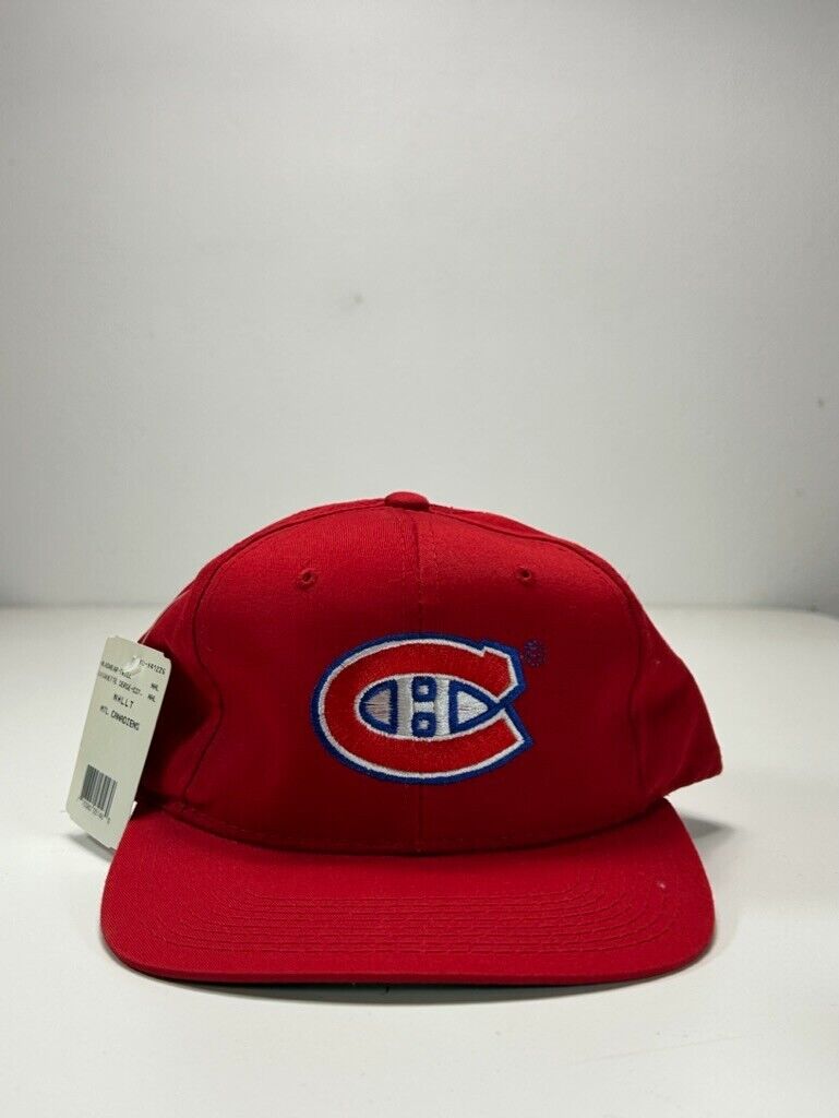 Vintage 90s Montreal Canadiens Embroidered Logo Starter Snapback Hat OSFA Red