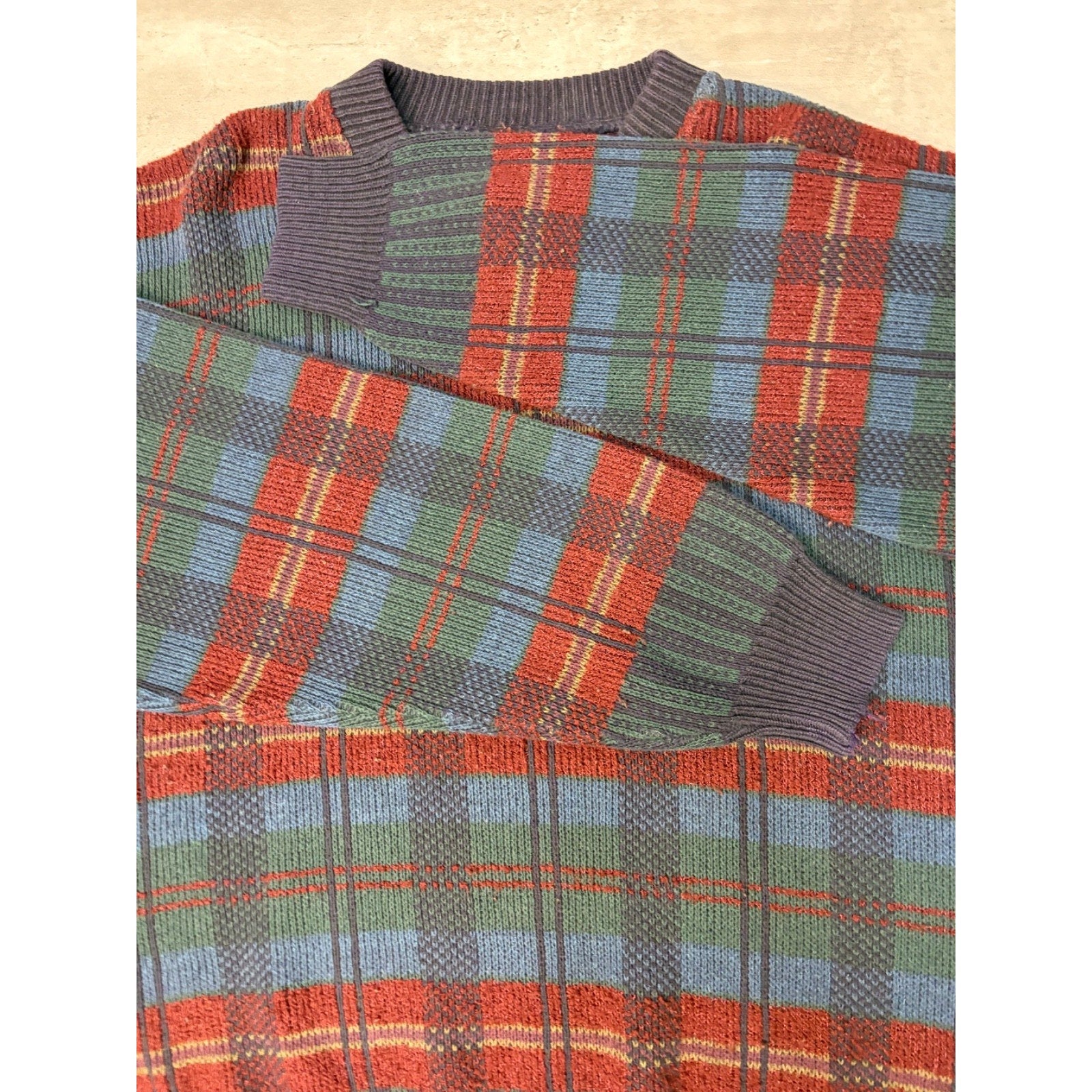 Vintage 90s Plaid Print Pullover Knit Sweater Size 2XL