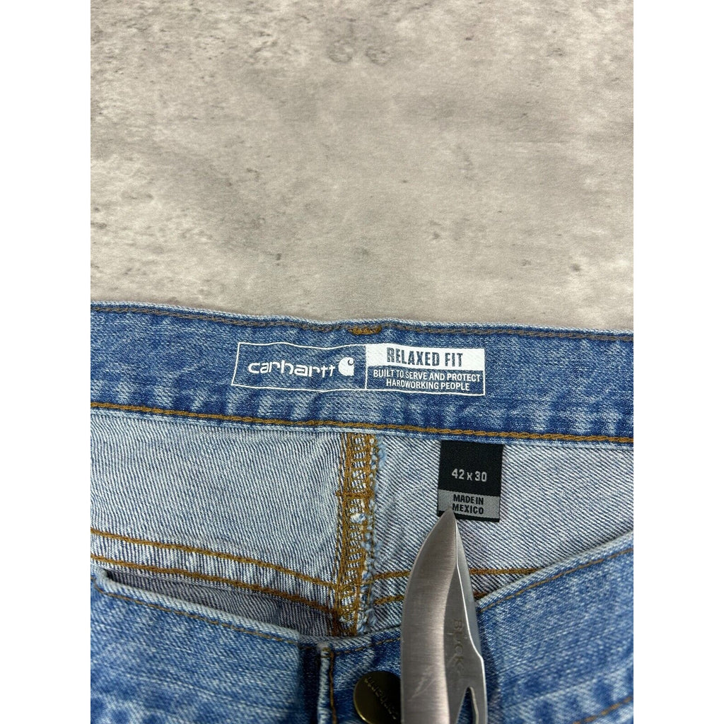 Carhartt Relaxed Fit Medium Wash Denim Workwear Pants Size 42 Blue