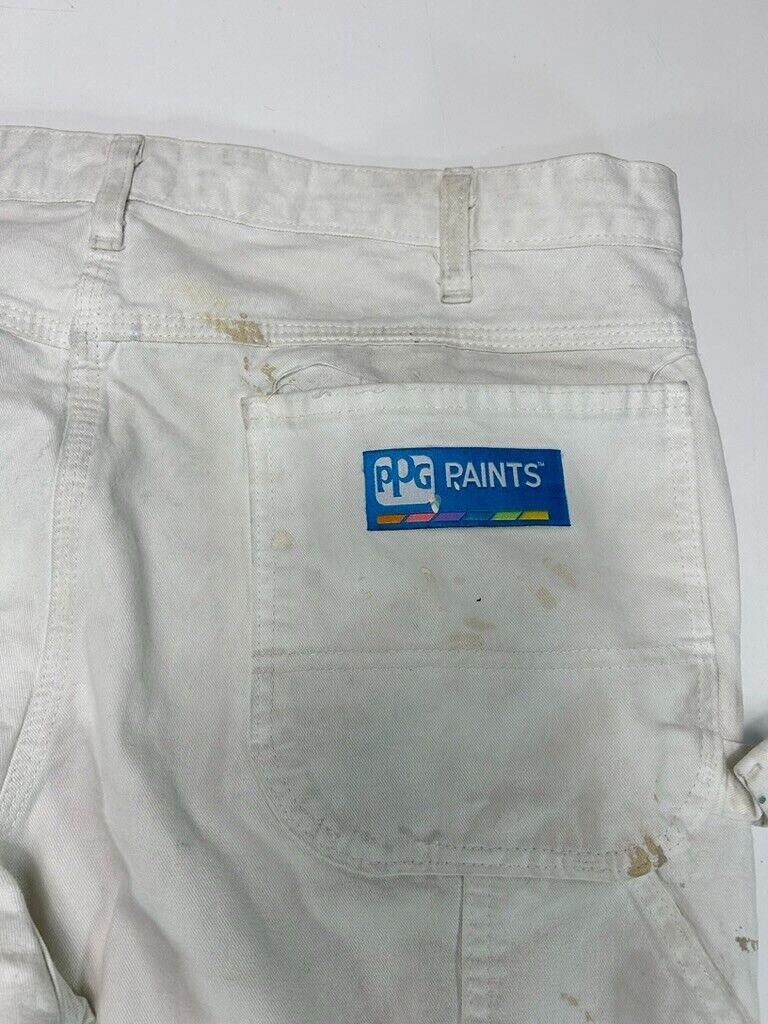 Dickies PPG Paints Canvas Work Wear Carpenter Painter Pants Size 36W White