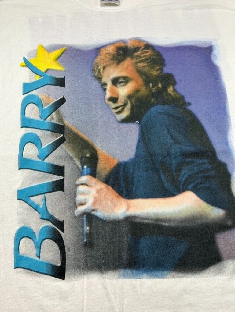 Vintage Barry Manilow One Night Live Soft Rock Music Tour T-Shirt Size XL White