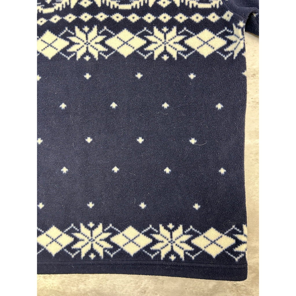 Vintage 90s Snowflake Abstract Striped 1/4 Zip Fleece Sweatshirt Size Large
