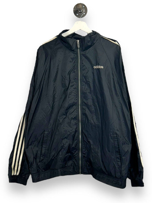 VTG 90s Adidas Embroider Spell Out Full Zip Nylon Windbreaker Jacket Size Large