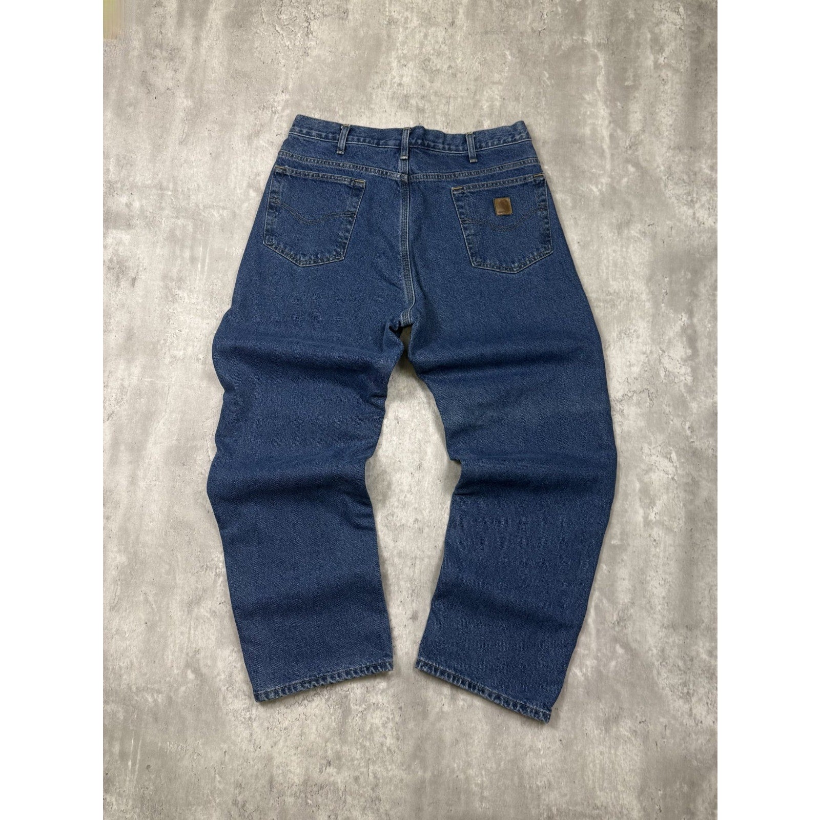 Vintage Carhartt Plaid Lined Relaxed Fit Dark Wash Denim Pants Size 35