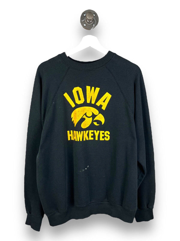 Vintage 80s Iowa Hawkeyes NCAA Collegiate Graphic Print Sweatshirt Size XL