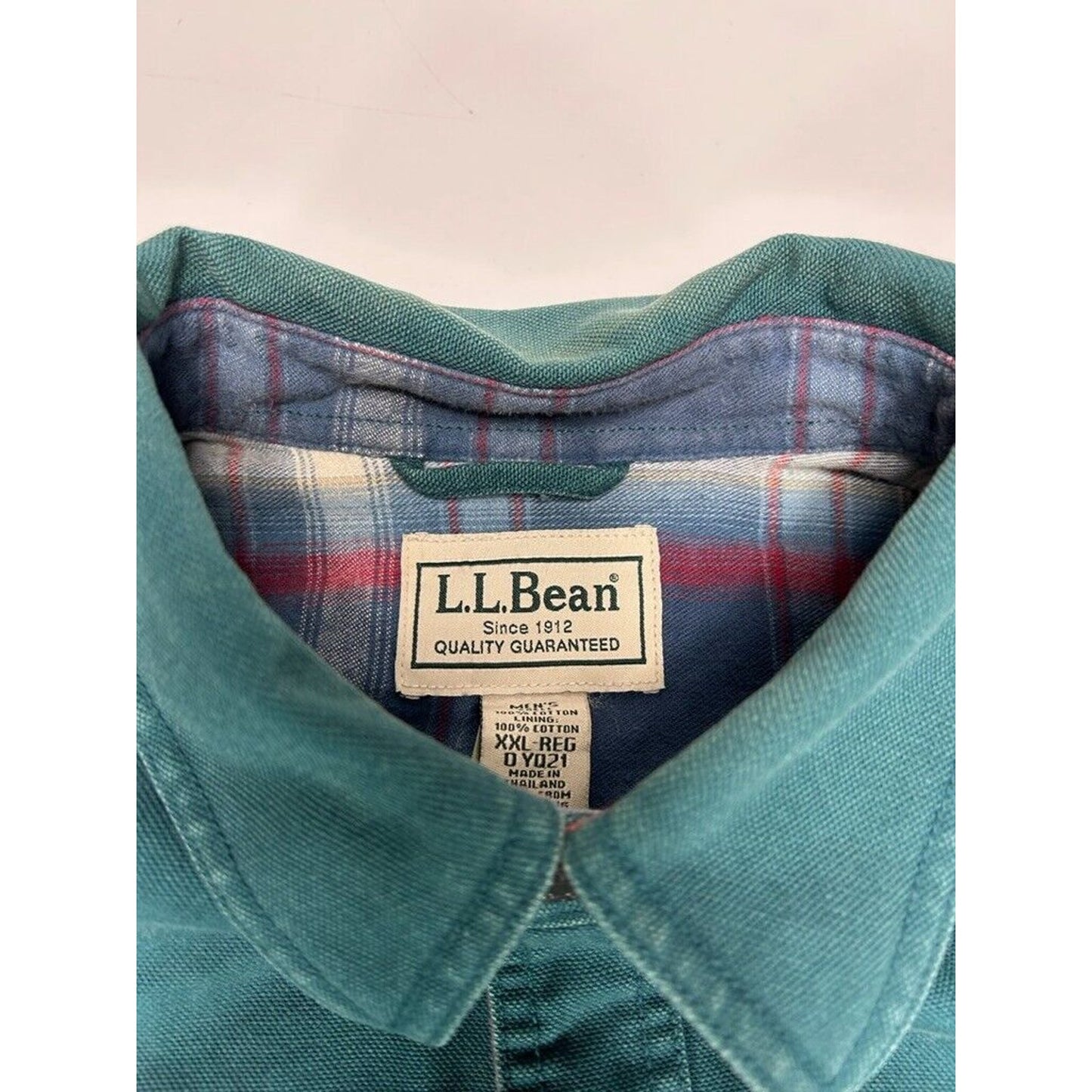 Vintage L.L. Bean Plaid Lined Long Sleeve Button Up Shirt Size 2XL Green