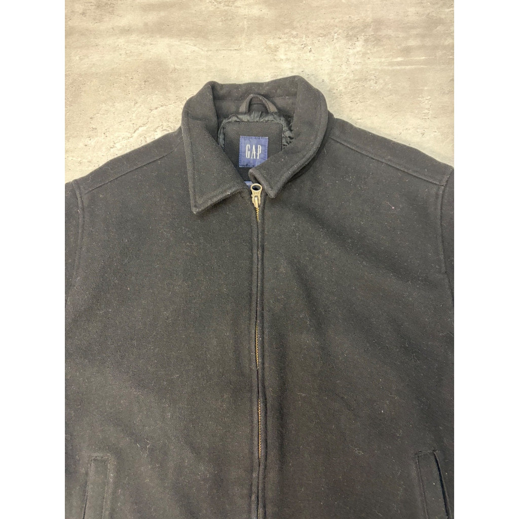Vintage Gap Heavyweight Full Zip Black Collared Jacket Size Large