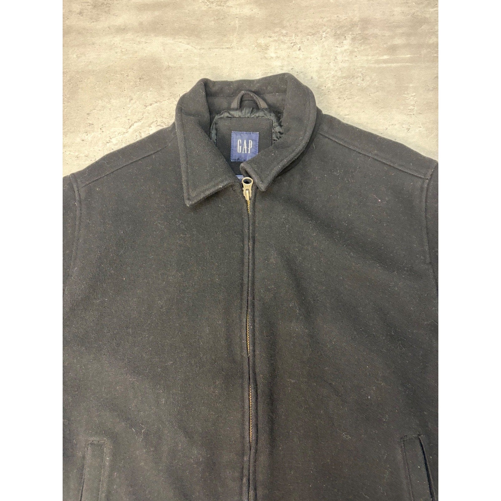 Vintage Gap Heavyweight Full Zip Black Collared Jacket Size Large