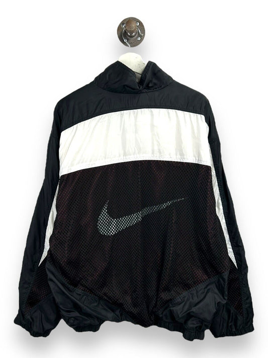 Vintage 90s Nike Embroidered Mini Swoosh Mesh Paneled Windbreaker Jacket Size XL