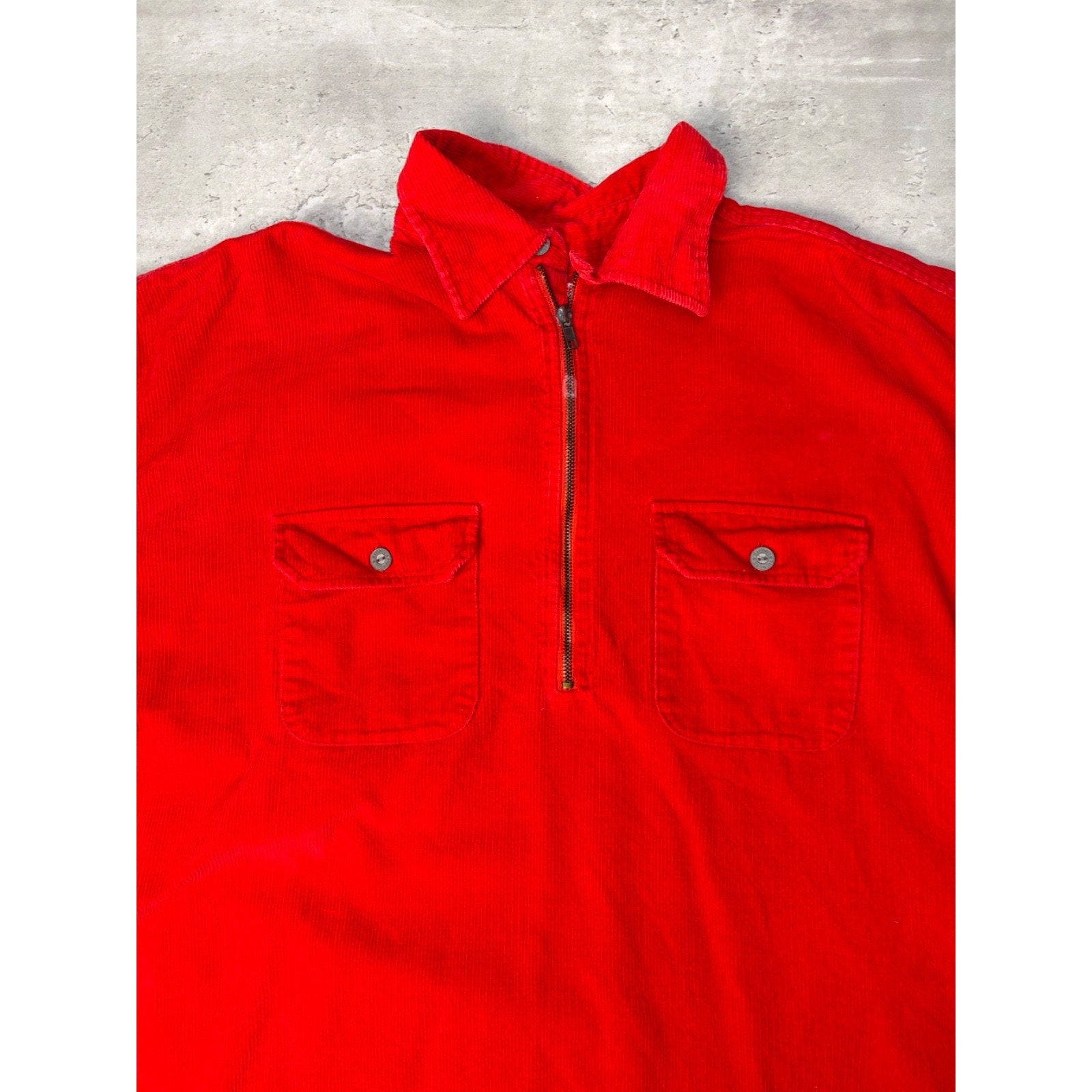VTG Marlboro Unlimited Corduroy Long Sleeve 1/4 Zip Collared Shirt Size Large