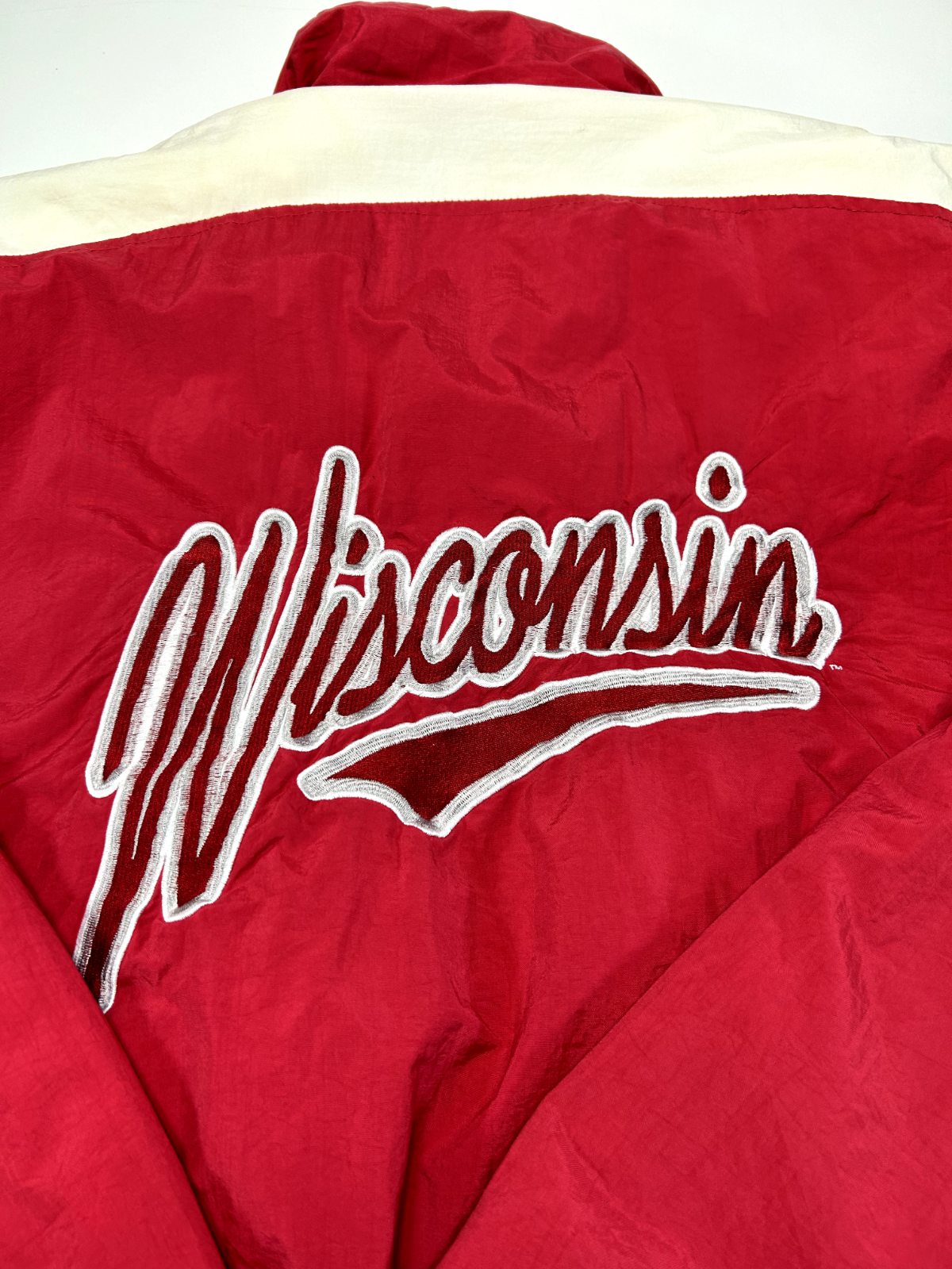 Vintage 90s Wisconsin Badgers NCAA Insulated Collegiate 1/2 Zip Jacket Size XL