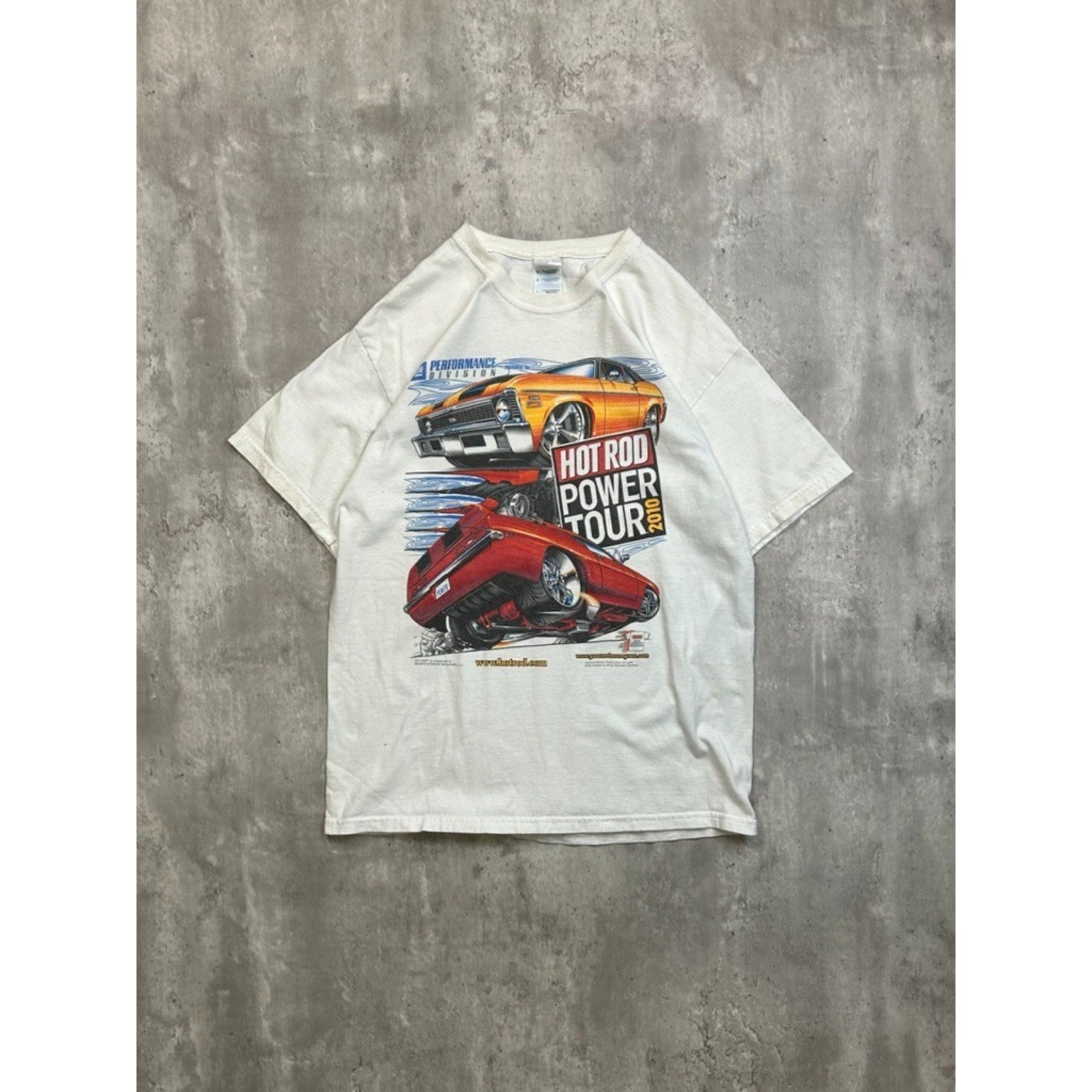 Vintage Hot Rod Power Tour Muscle Car Spellout Graphic T-Shirt Size Large