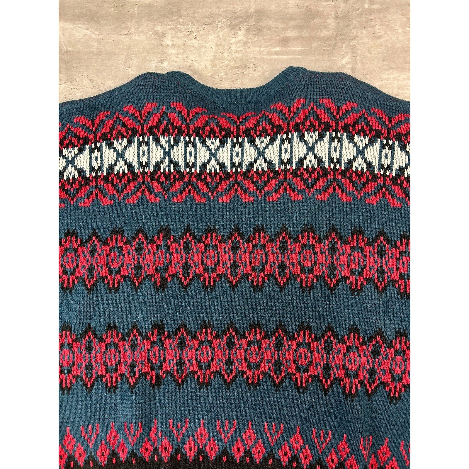 Vintage 90s Geometric Striped Print Pullover Knit Sweater Size Large