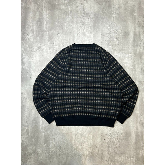 Vintage Geoffrey Beene Abstract Checkered Print Pullover Sweater Size XL