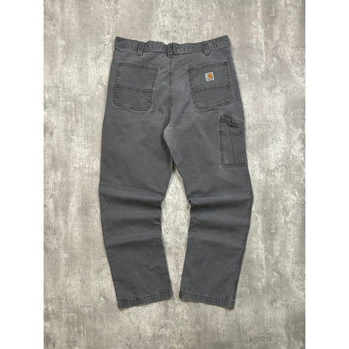 Carhartt Relaxed Fit Canvas Workwear Gray Five Pocket Pants Size 37