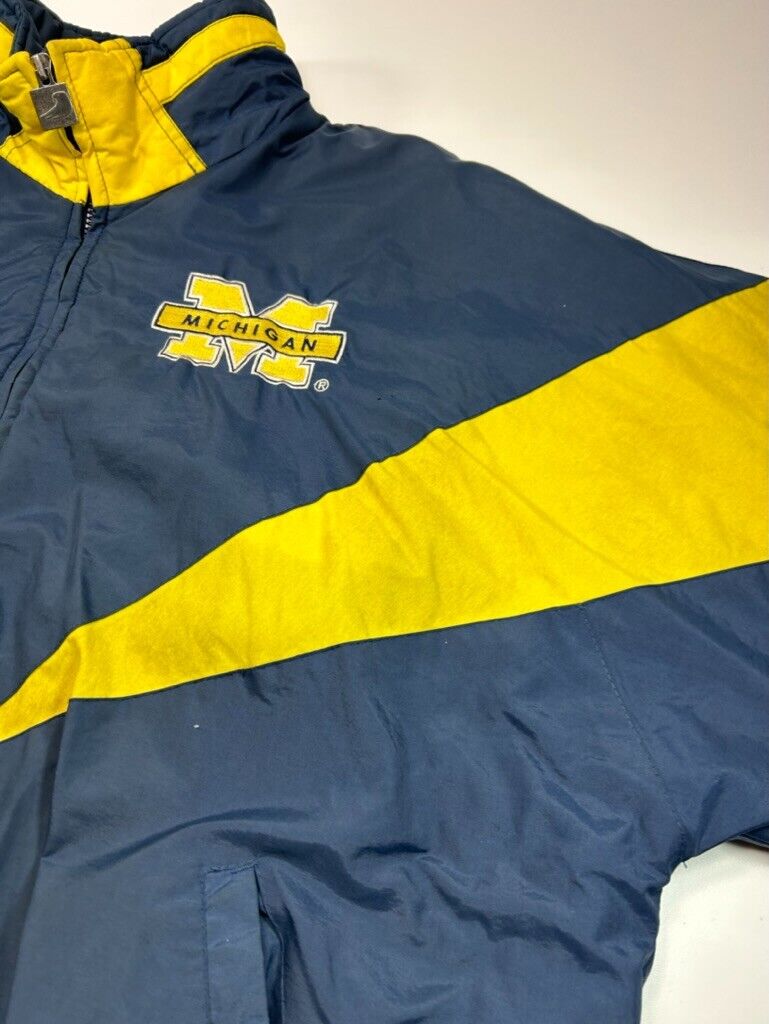 Vintage 90s Michigan Wolverines NCAA Insulated Full Zip Chalk Line Jacket Large