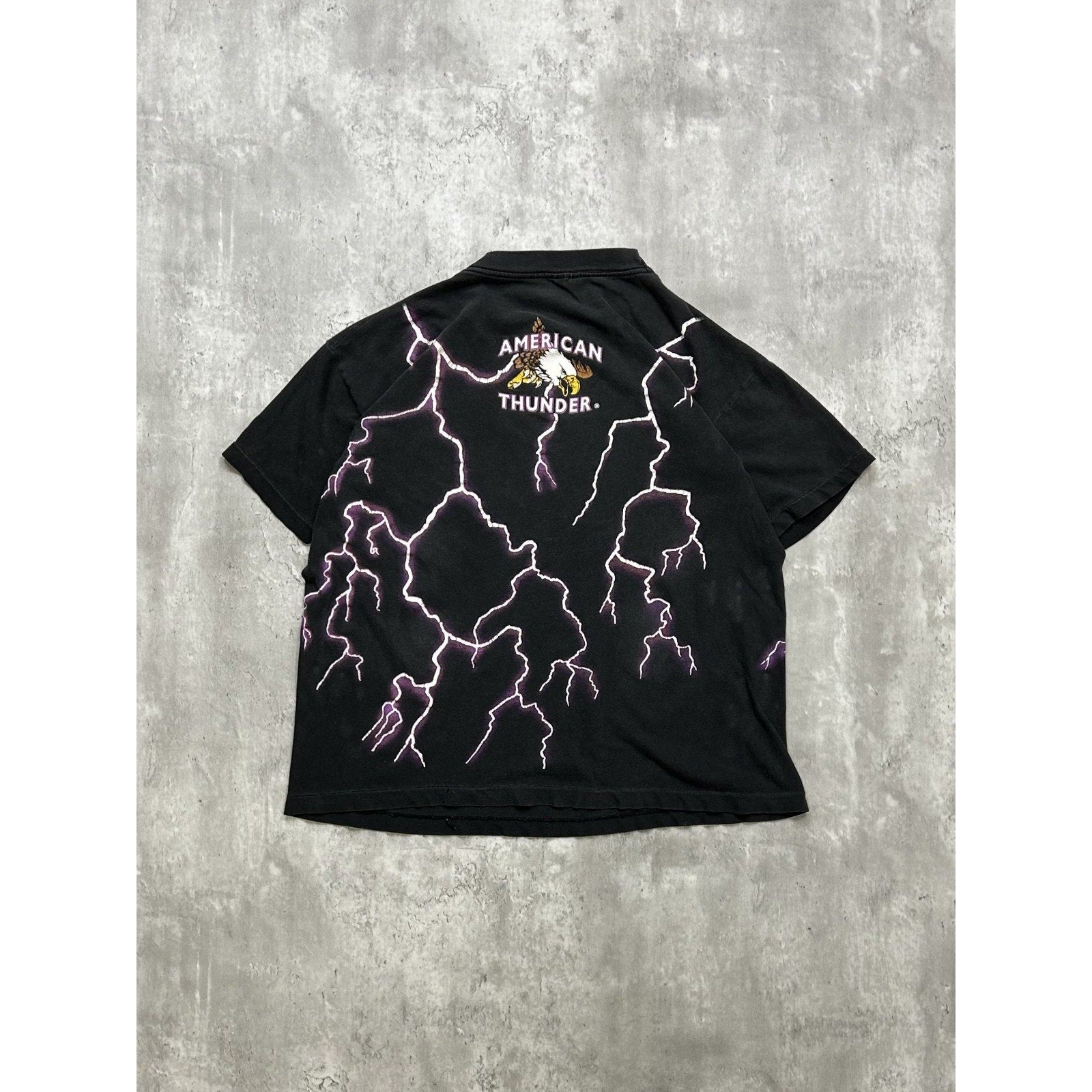 VTG 90s American Thunder The Legend Lives Bald Eagle Lightning T-Shirt Sz Large