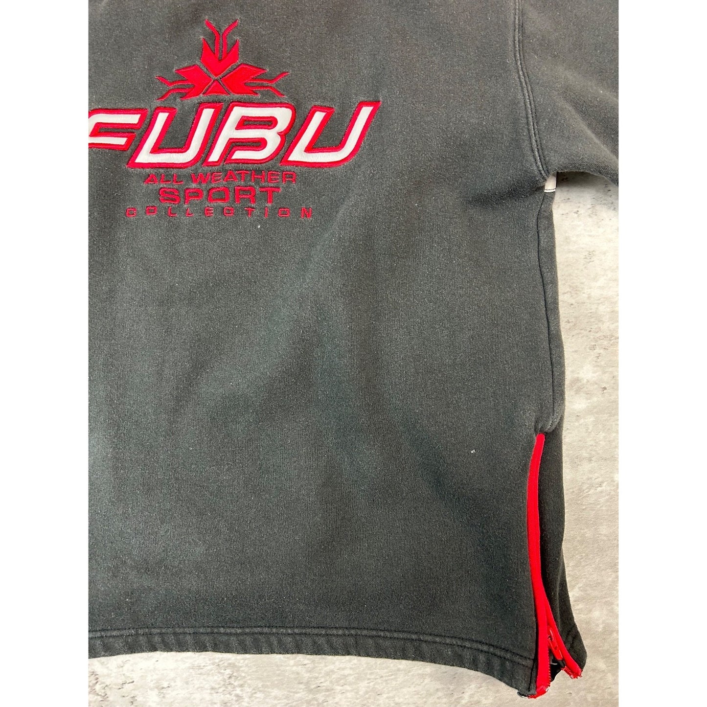 Vintage Y2K Fubu Embroidered 1/4 Button Pullover Sweatshirt Size YOUTH Large