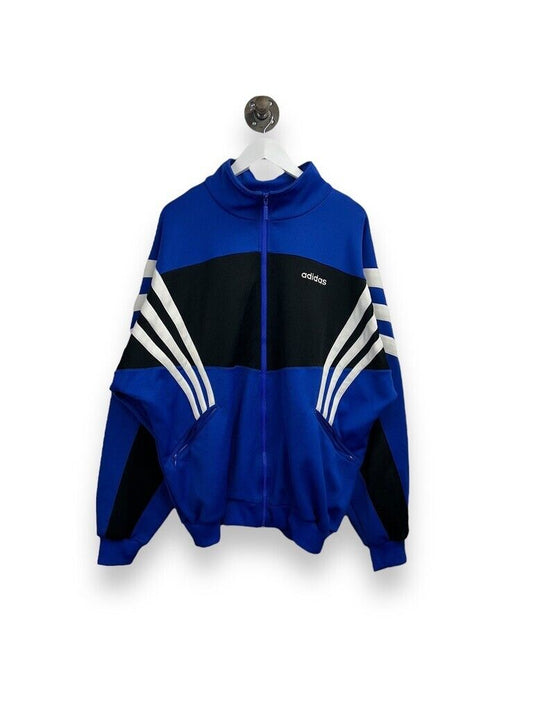 Vintage 90s Adidas 3 Stripe Embroidered Spell Out Full Zip Jacket Size XL