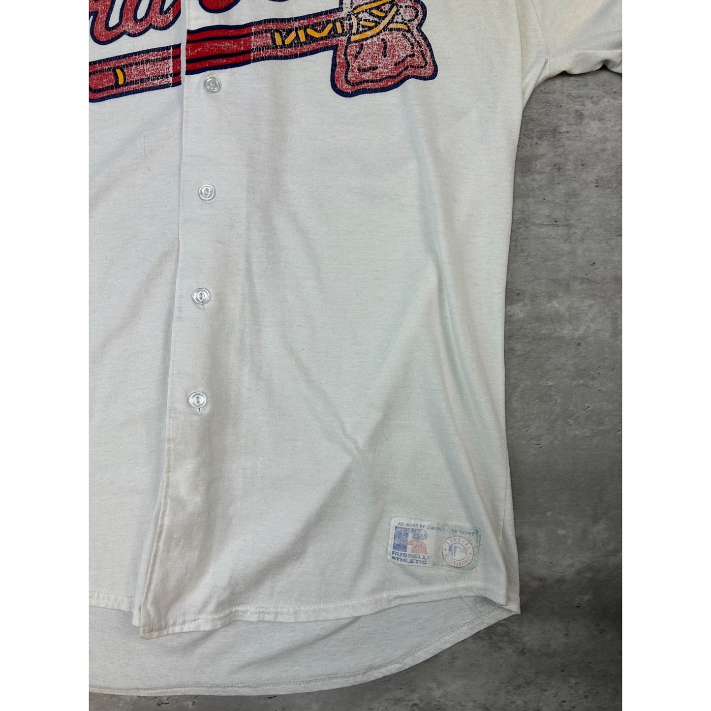 Vintage 90s Atlanta Braves MLB Russell Athletic Baseball Jersey Size XL