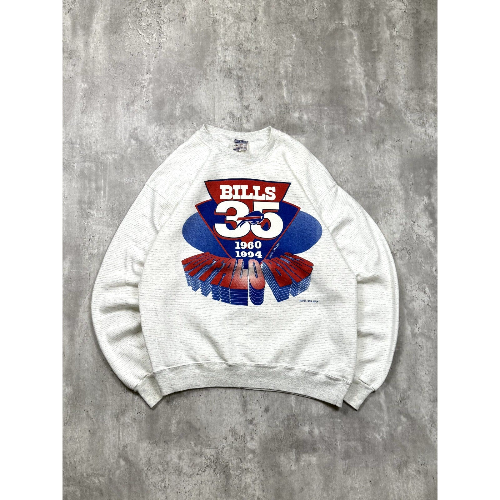Vintage 1994 Buffalo Bills NFL 35 Year Anniversary Graphic Sweatshirt Size XL