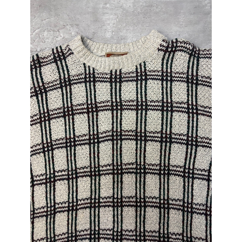 Vintage C.J. Cotton Geometric Pattern Knit Sweater Size XL