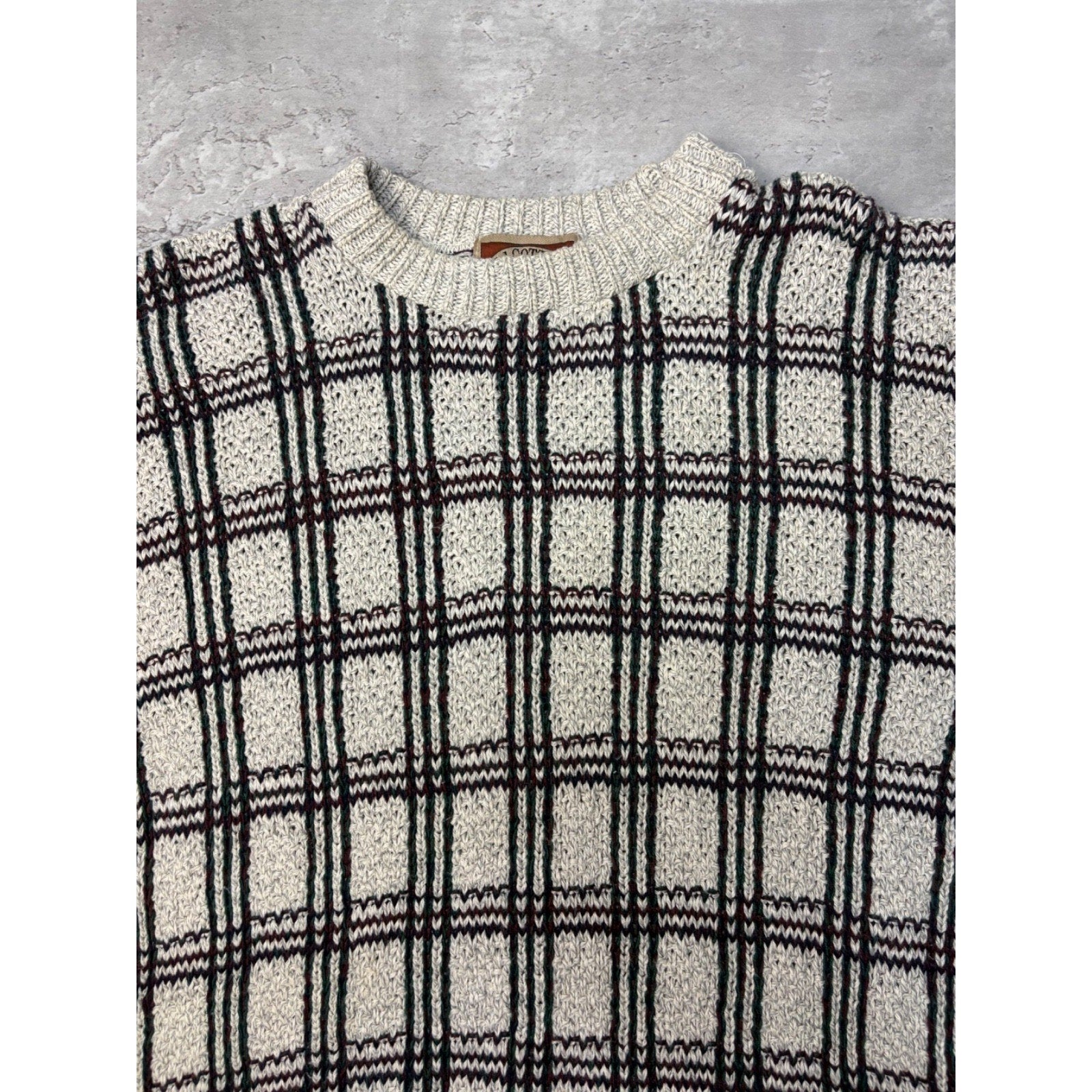 Vintage C.J. Cotton Geometric Pattern Knit Sweater Size XL
