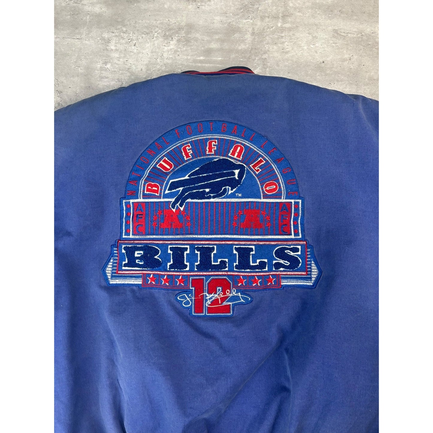 Vintage 90s Buffalo Bills NFL Embroidered Insulated Bomber Jacket Size XL