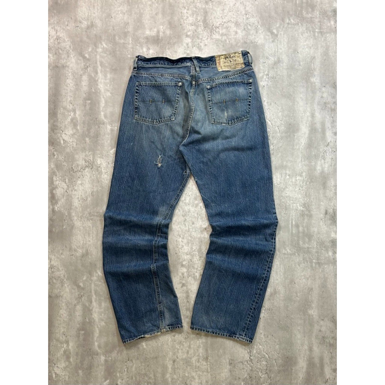 Vintage 2000s Polo Ralph Lauren Distressed Dark Wash Denim Pants Size 34