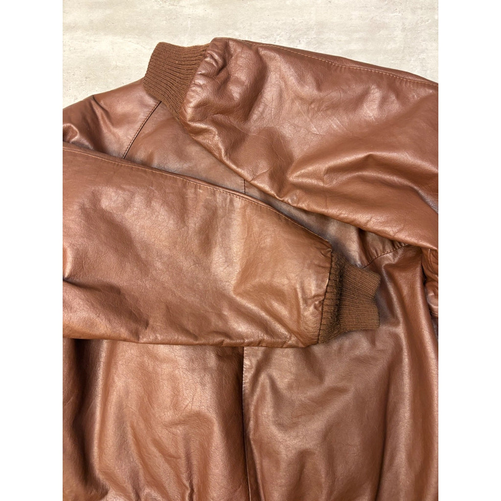 Vintage Hill & Archer Brown Leather Bomber Jacket Size Medium