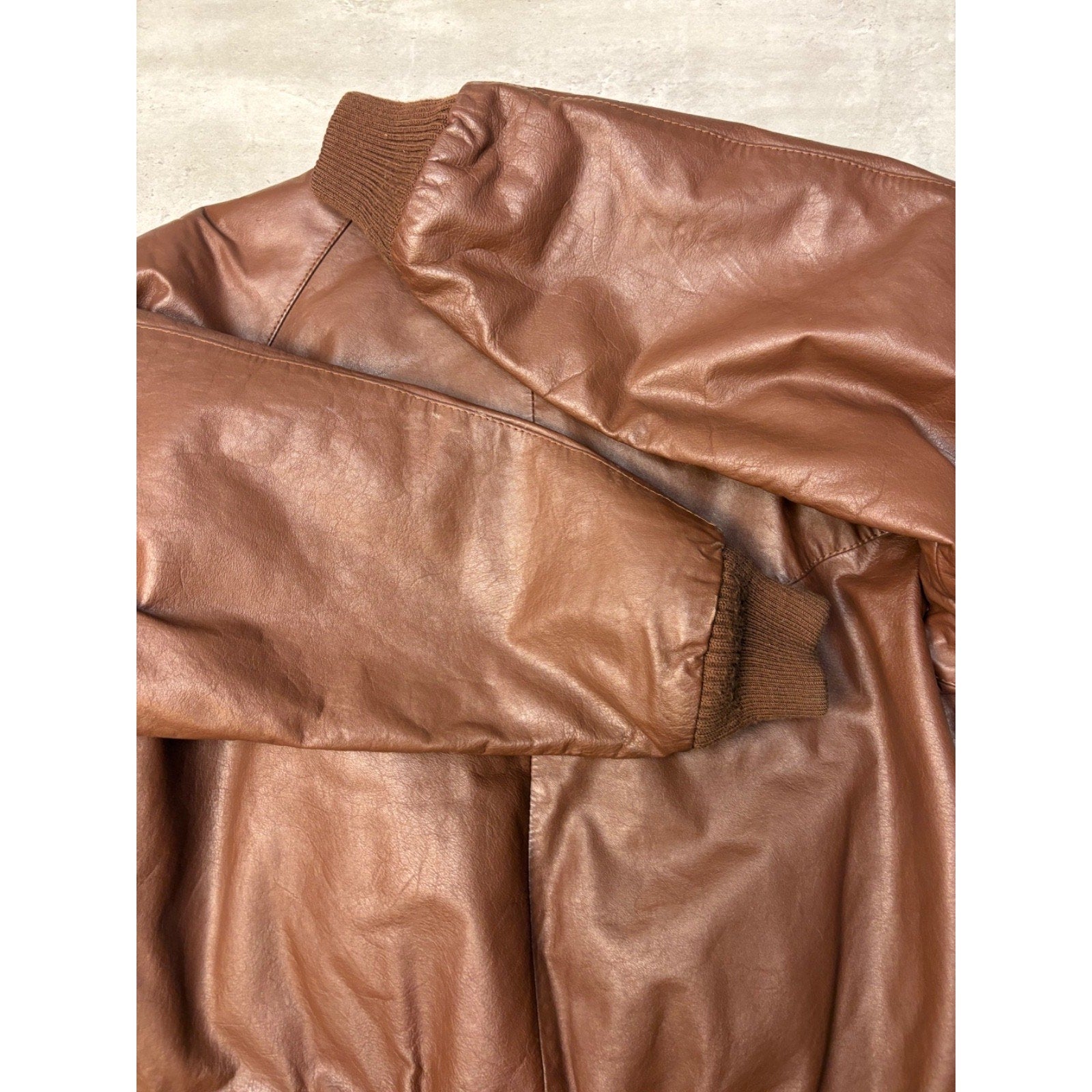 Vintage Hill & Archer Brown Leather Bomber Jacket Size Medium