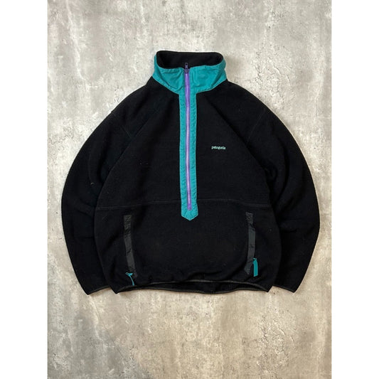 Vintage 90s Patagonia Embroidered Spellout 1/2 Zip Fleece Sweatshirt Size Large