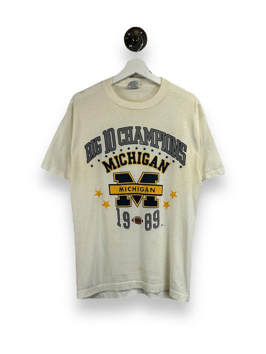 Vintage 1989 Michigan Wolverines NCAA Big 10 Champs Graphic T-Shirt Size Large