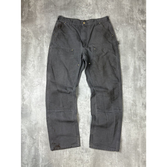 Vintage Carhartt Canvas Workwear Double Knee Carpenter Pants Size 36 Gray