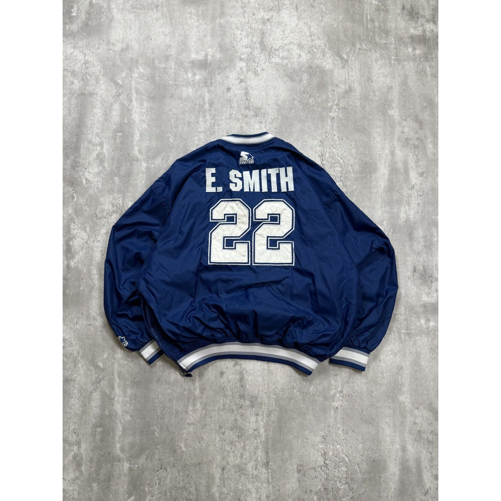 VTG 90s Emmitt Smith #22 Dallas Cowboys NFL Starter Windbreaker Jacket Sz Large
