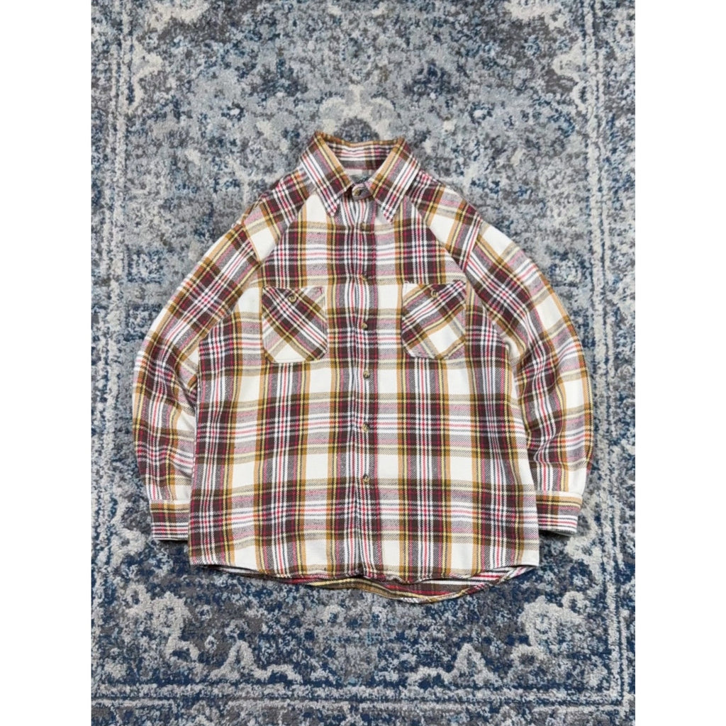 Vintage 90s Outdoor Exchange Plaid Long Sleeve Flannel Button Up Shirt Sz Large