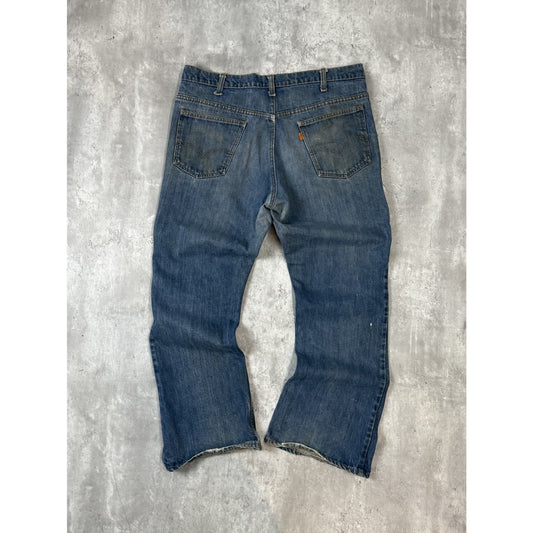 Vintage 90s Levis Orange Tab Dark Wash Distressed Denim Pants Size 37