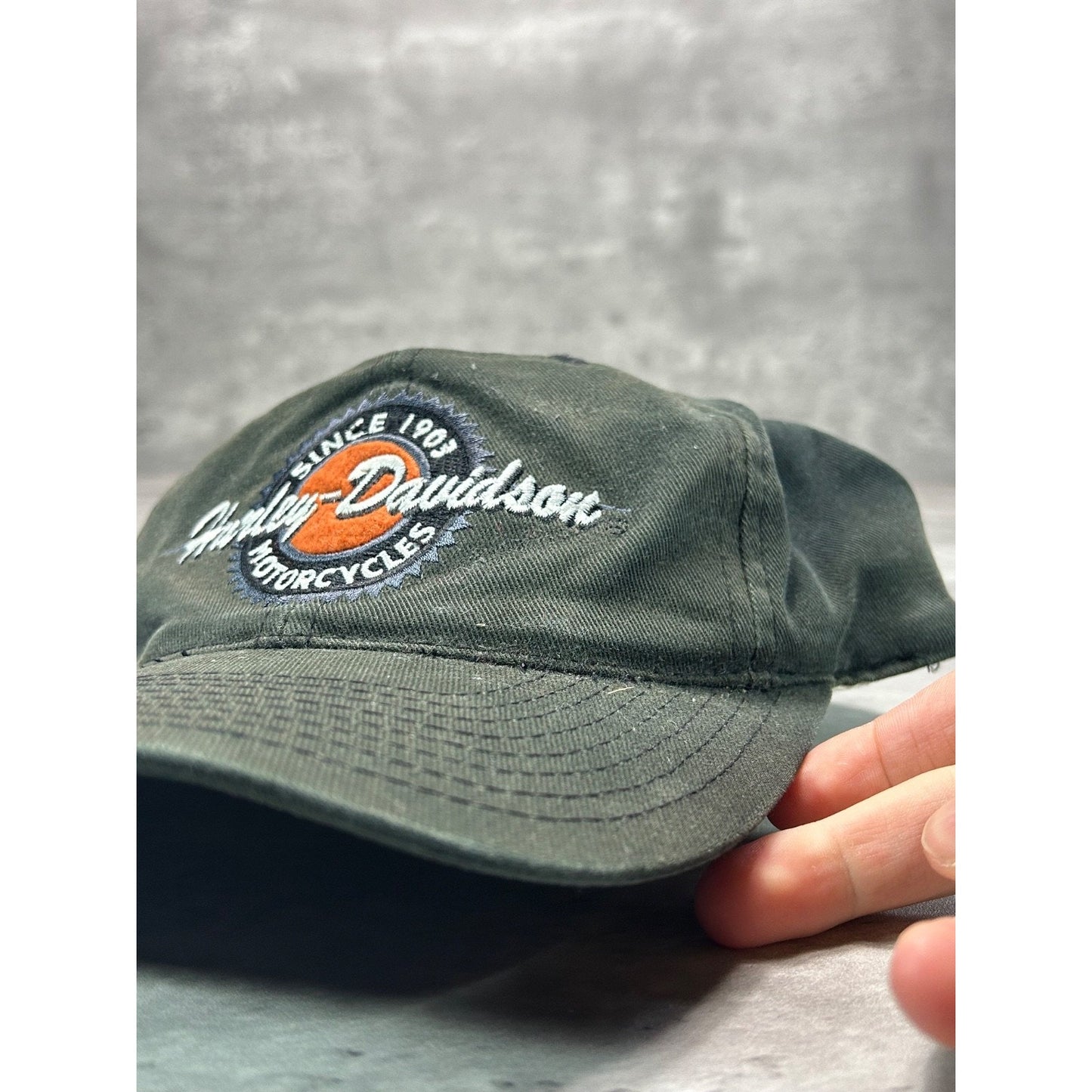 Vintage Harley Davidson Motorcycles Embroidered Spellout Snapback Hat OSFA