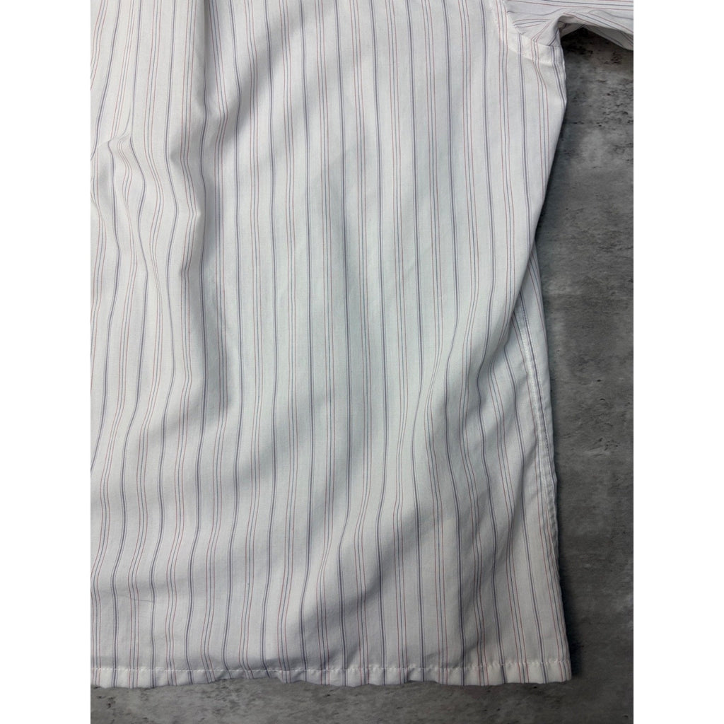 Stafford Striped Single Pocket Reworked Cropped Button Up Shirt Size Large