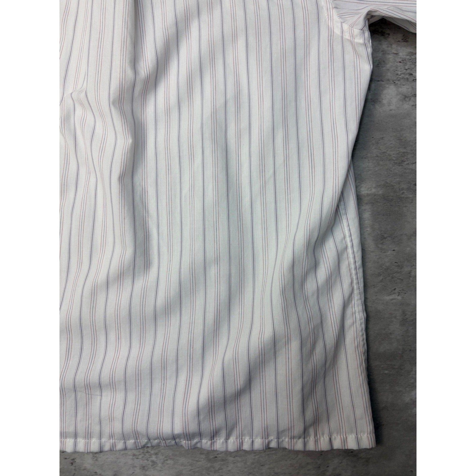 Stafford Striped Single Pocket Reworked Cropped Button Up Shirt Size Large