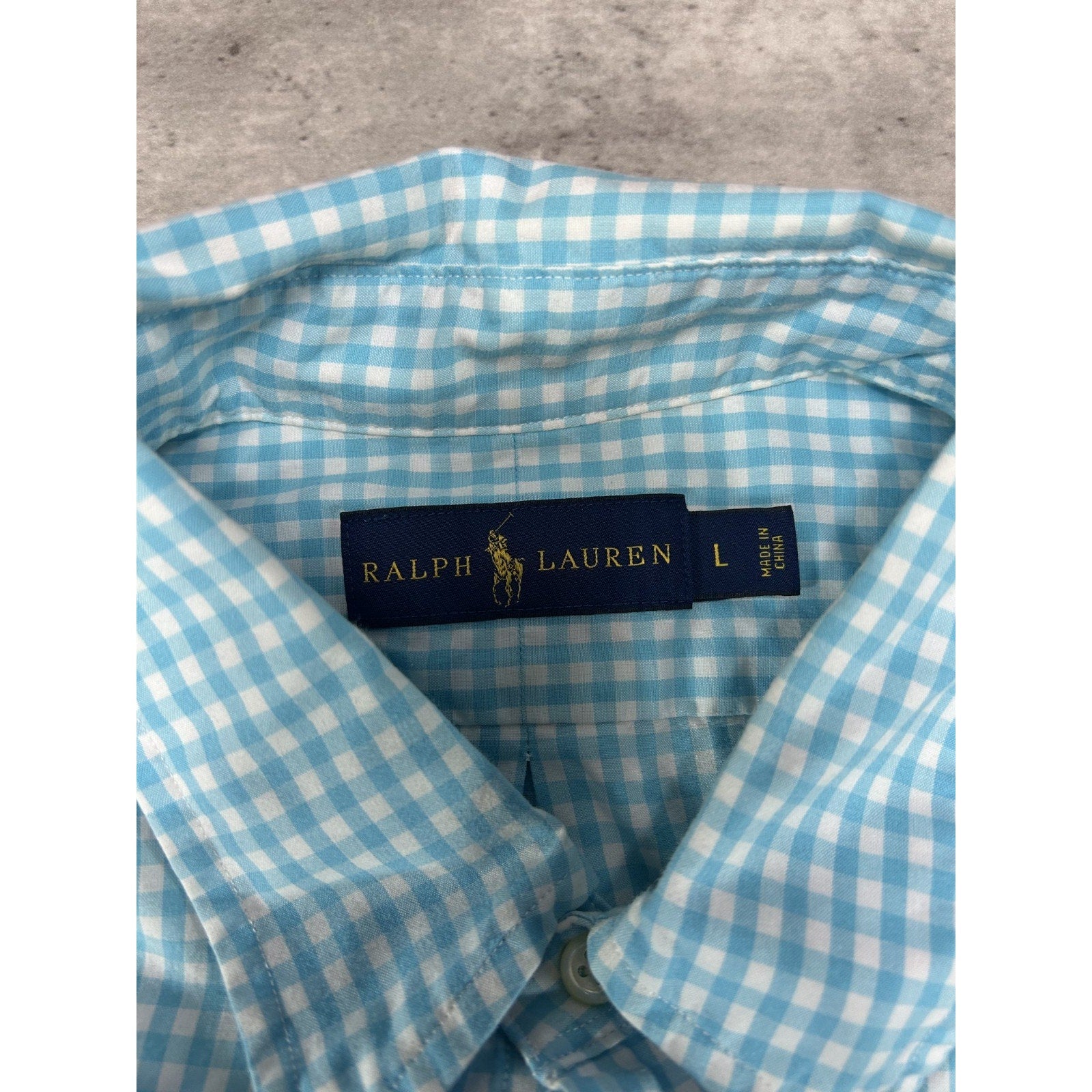 Polo Ralph Lauren Plaid Print Long Sleeve Button Up Shirt Size Large Blue/White