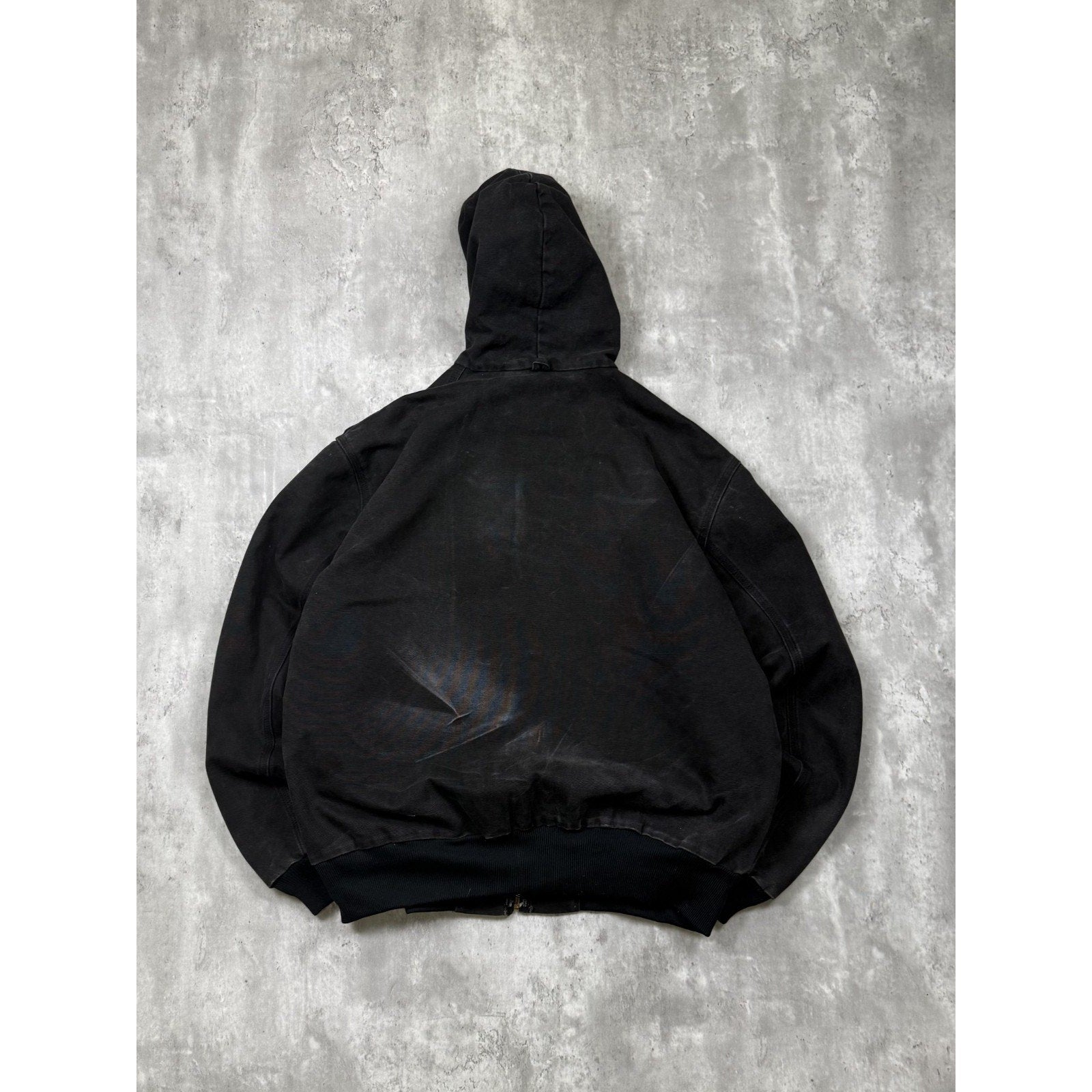 Vintage Carhartt Quilted Lined Canvas Hooded Bomber Workwear Jacket Sz XL J06ONX