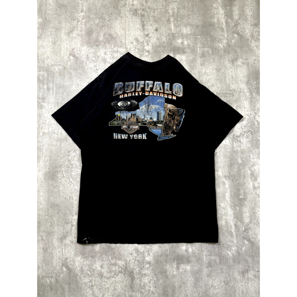 Vintage 2005 Harley Davidson Buffalo Destination Graphic T-Shirt Size Large