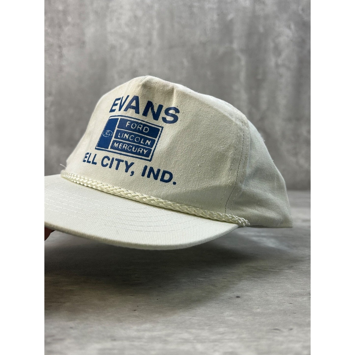 Vintage 80s Evans Tell City Ford Dealership Destination Snapback Hat OSFA